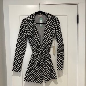 41 Hawthorn Black and White Polka Dot Trench Coat